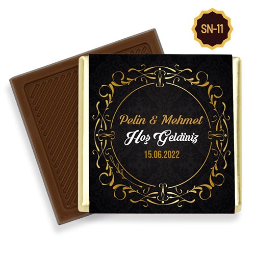 İsimli Söz Nişan Çikolatası Altın Çerçeveli (60 Adet)