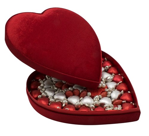 Kalpli Kadife Kutu, Antep Fıstıklı Sevgiliye Özel Çikolata