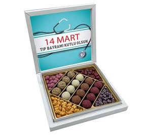 14 Mart Tıp Bayramı Truf Çikolata + Draje Sunum Kutulu