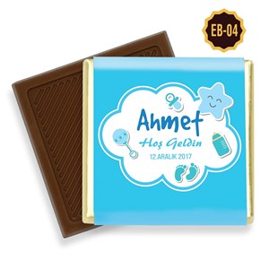 Bulut Desenli Erkek Bebek Çikolatası (45 Adet)