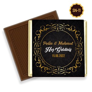İsimli Söz Nişan Çikolatası Altın Çerçeveli (45 Adet Madlen Çikolata)