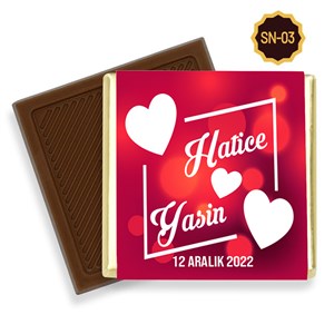 İsimli Söz Nişan Çikolatası Kalpli Desenli (96 Adet)