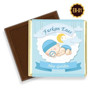 Kundak Desenli Erkek Bebek Çikolatası Kutu 72 Adet