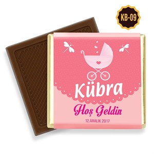Özel Logolu Kız Bebek Çikolatası (100 Adet Madlen Çikolata)