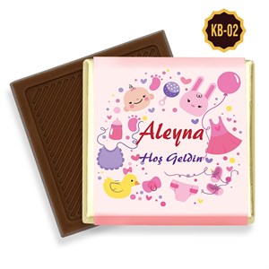 Özel Logolu Kız Bebek Çikolatası (100 Adet Madlen Çikolata)