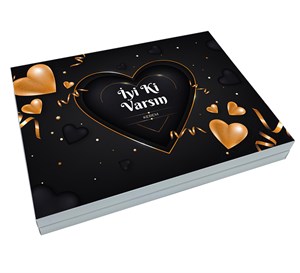 Sevgililer Günü Çikolatası Altın Kalpli Büyük Sunum Kutulu 48 Adet
